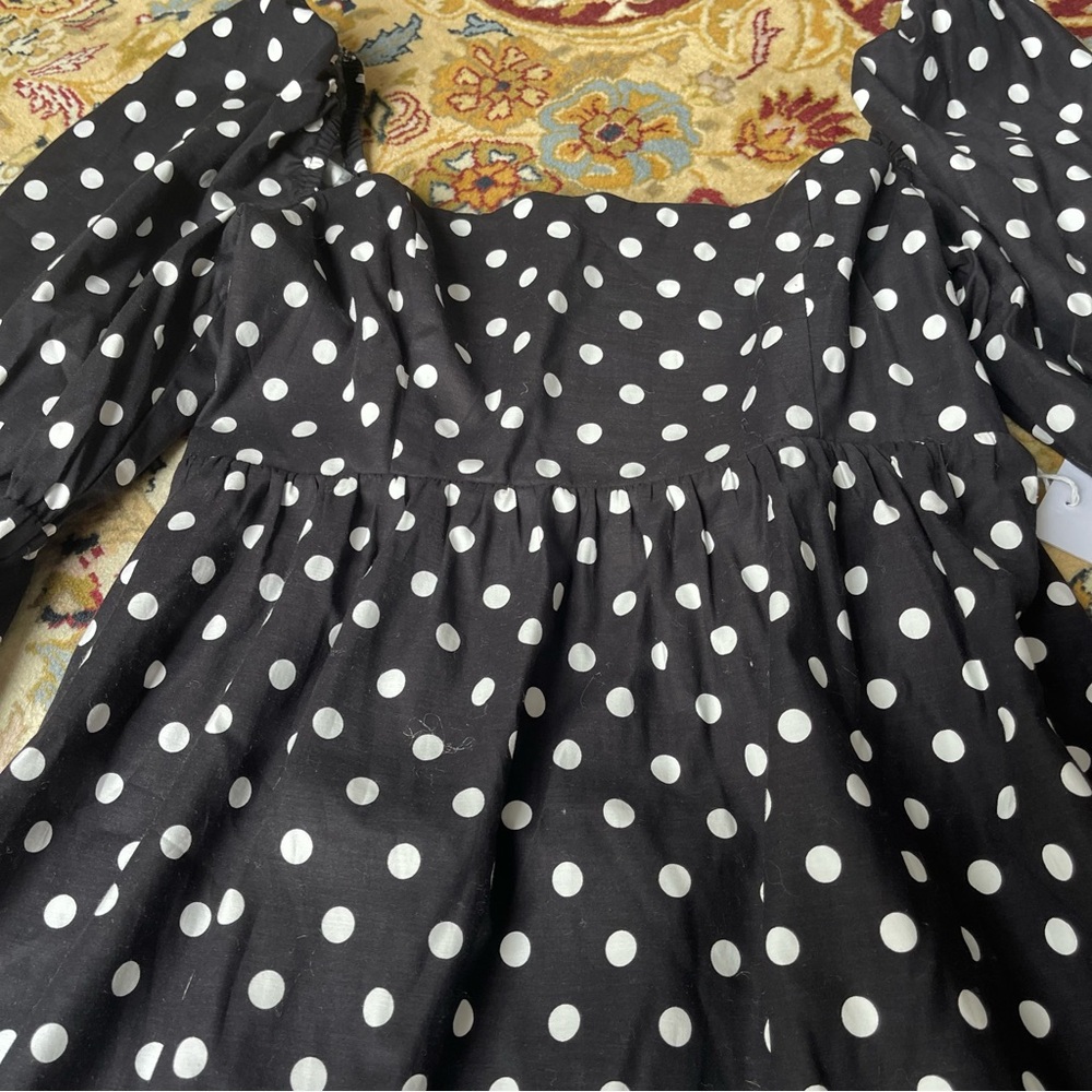 Reformation Black and White Polka Dot Mini Dress - Picture 8 of 12